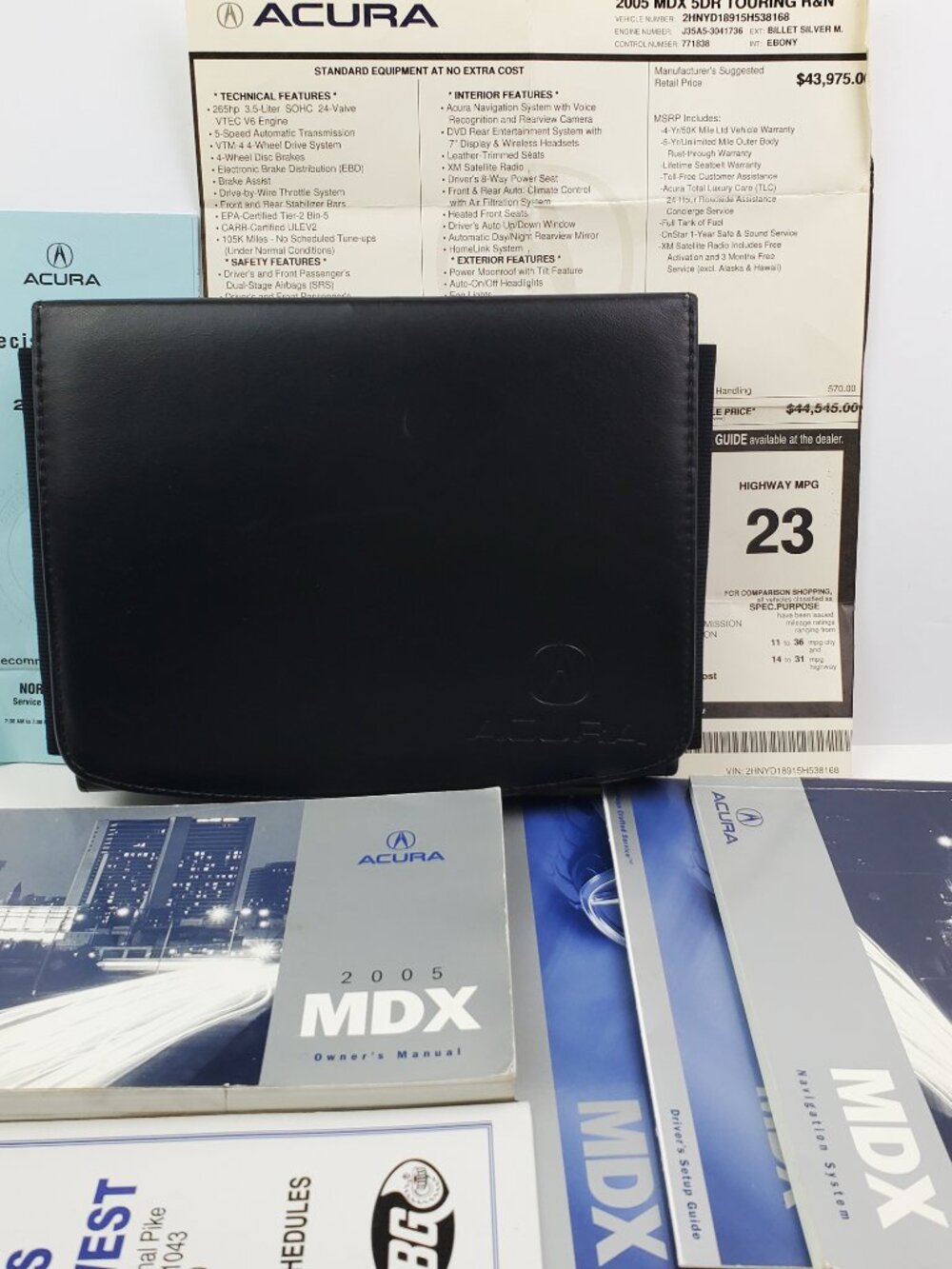 Acura MDX 2005 Owner's Manual Leather Pouch Booklet Materials Window Sticker